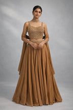 Gold  Crop top lehenga 