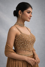 Gold  Crop top lehenga 