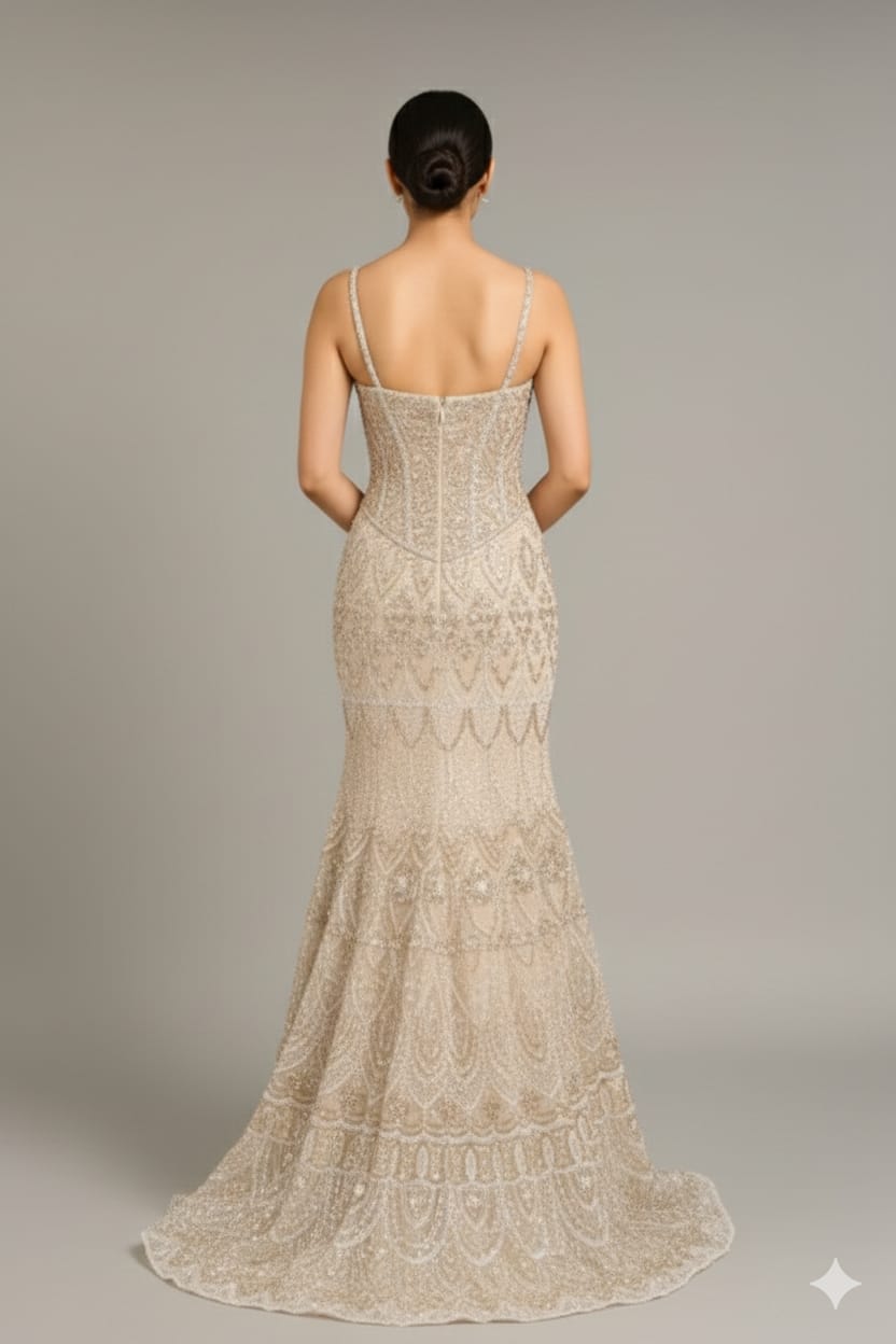 Gold Fish Cut Lehenga With Co-ord Style Blouse