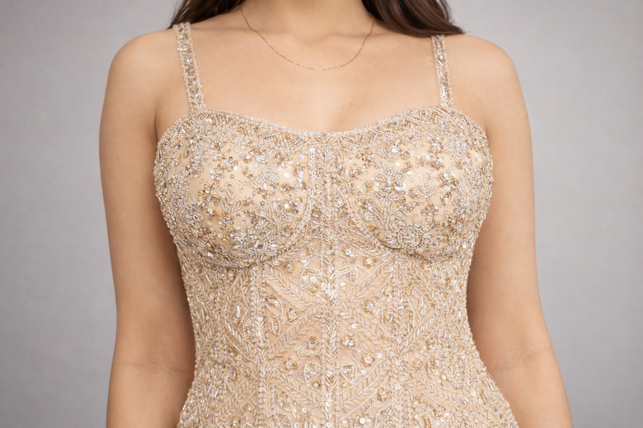 Gold Fish Cut Lehenga With Co-ord Style Blouse