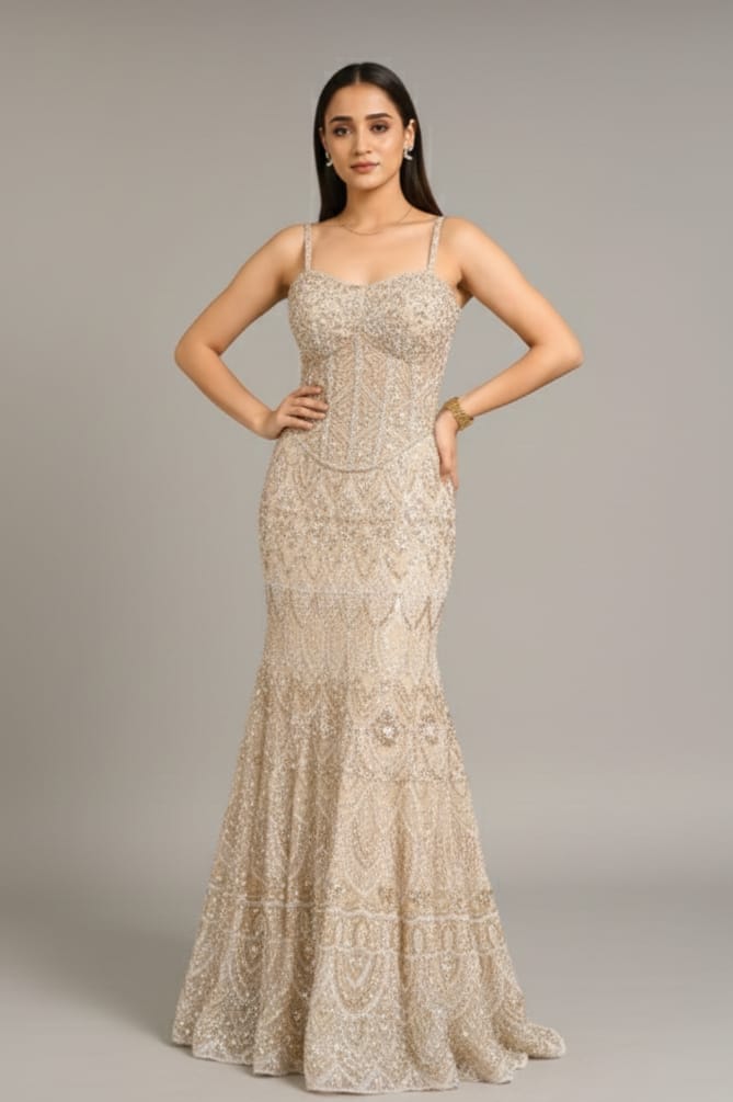 Gold Fish Cut Lehenga With Co-ord Style Blouse