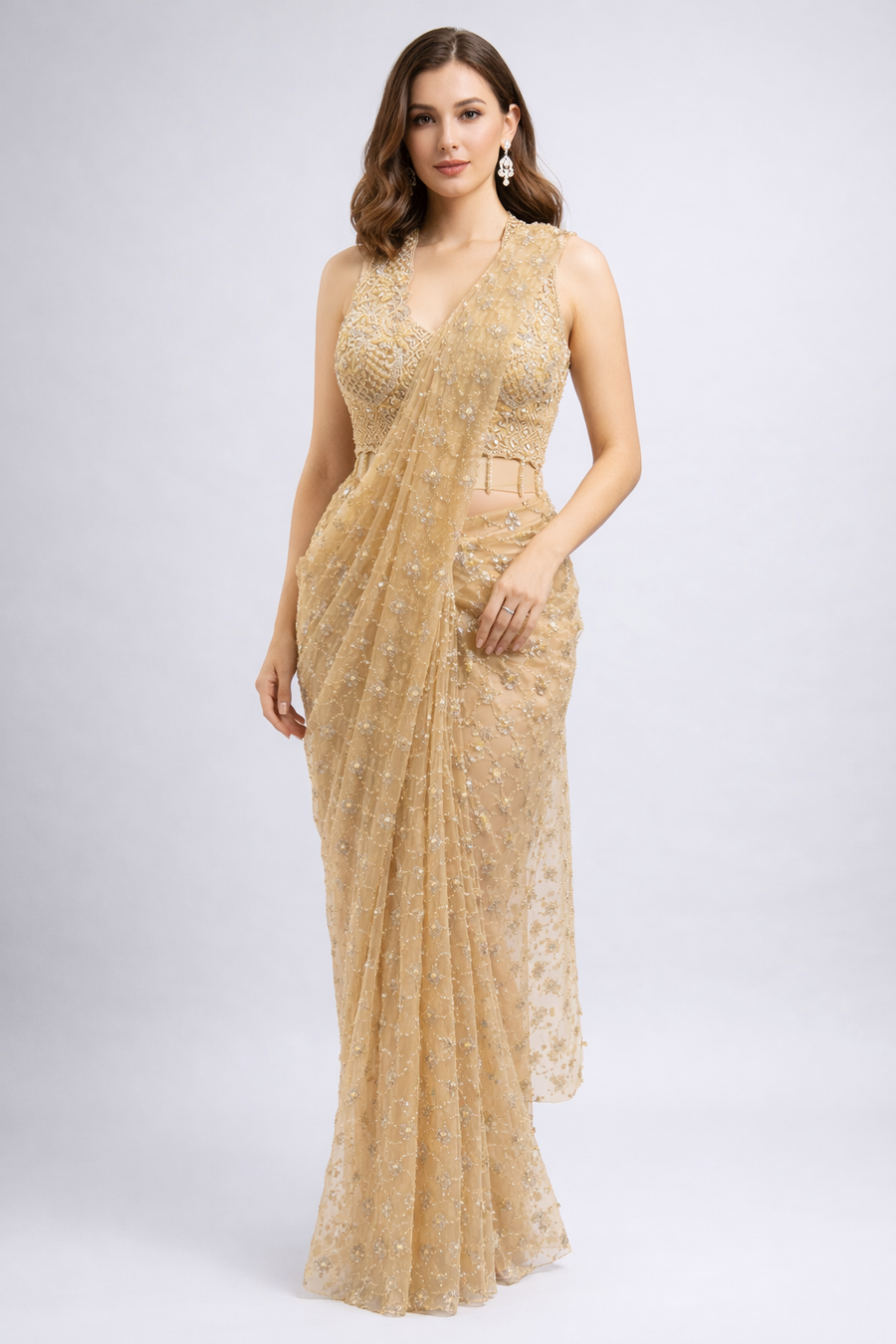 Halter Neck  Blouses With Drape Saree