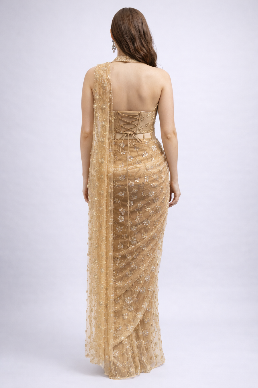 Halter Neck  Blouses With Drape Saree