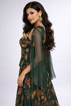 Halter neck Crop Top with Bell Bottom Style Sharara