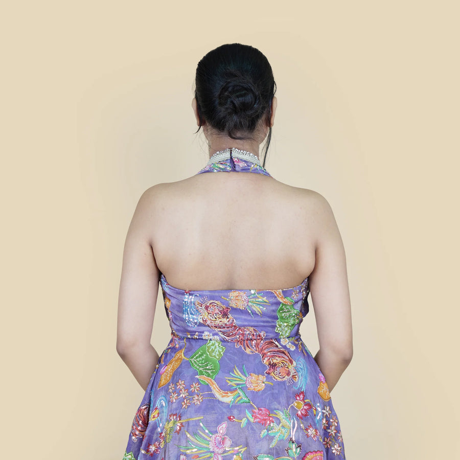 Halterneck Peplum Sharara Set Vastrachowk