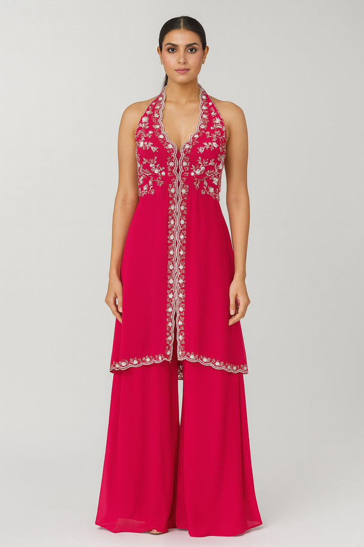 Halterneck Peplum Sharara profile 