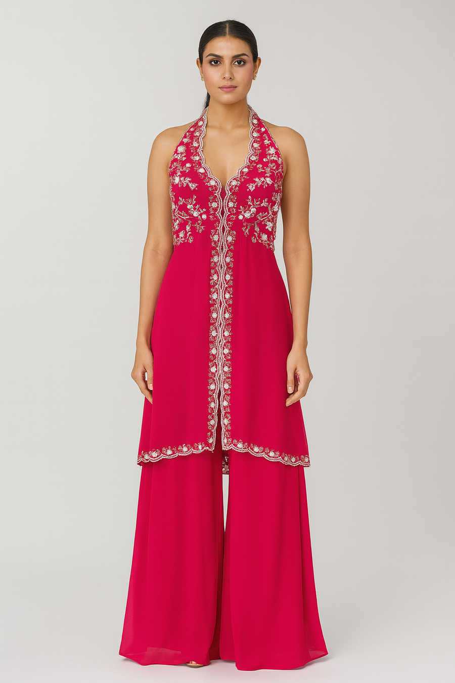 Halterneck Peplum Sharara profile 