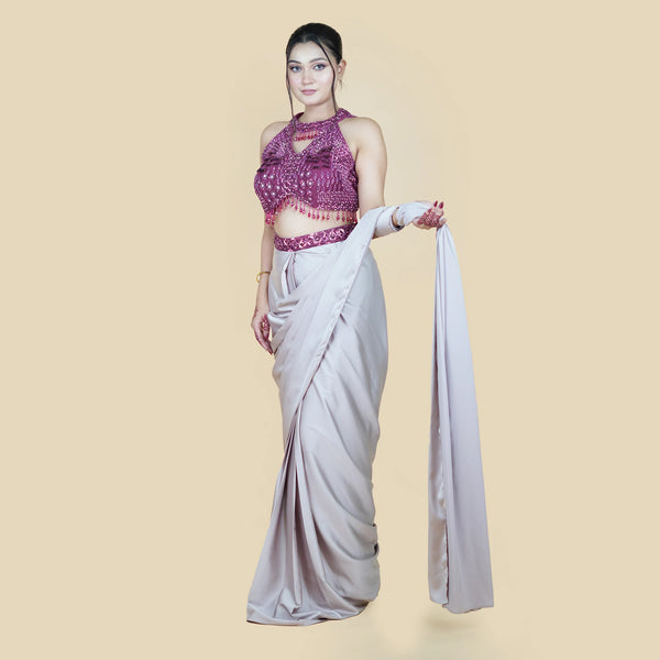 Halterneck Style Draped Saree