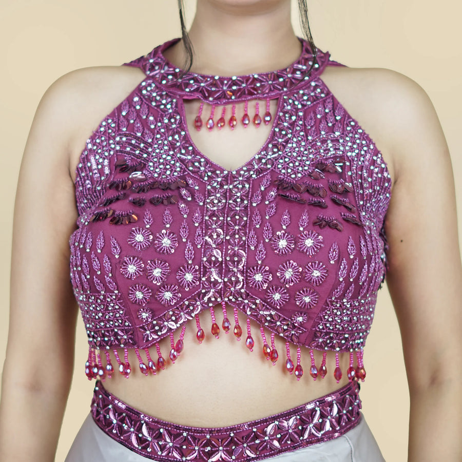 Halterneck Style Draped Saree Vastrachowk