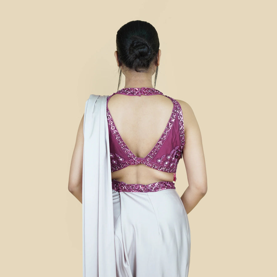 Halterneck Style Draped Saree Vastrachowk