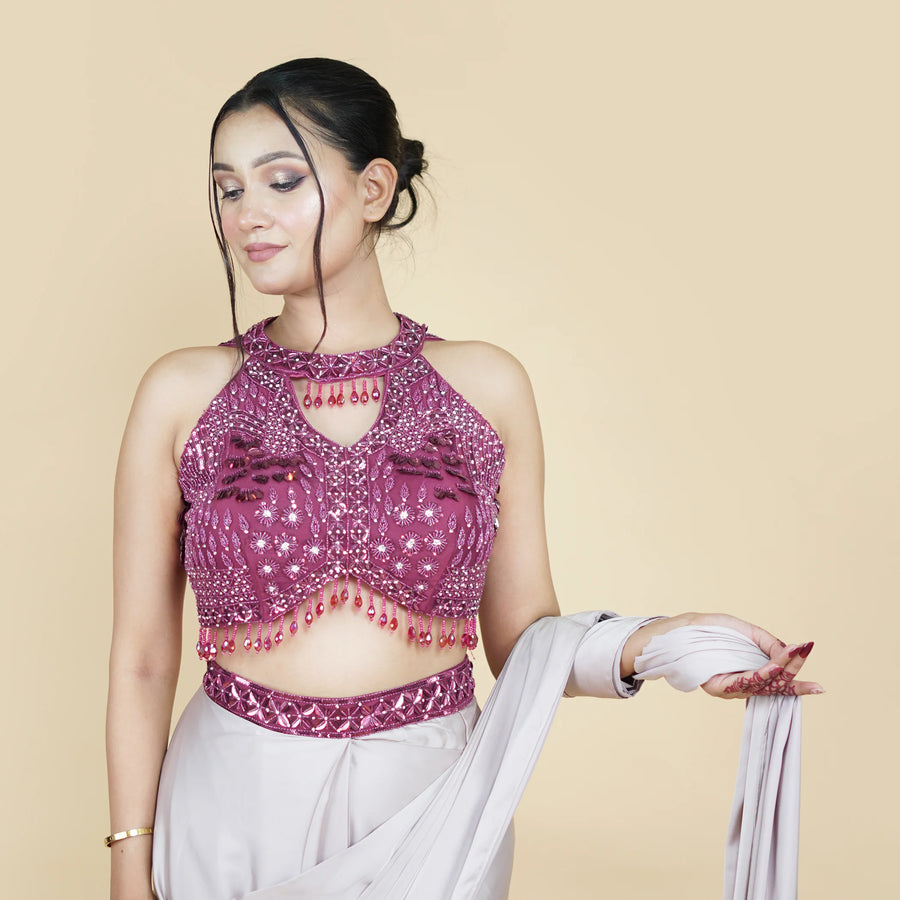 Halterneck Style Draped Saree Vastrachowk