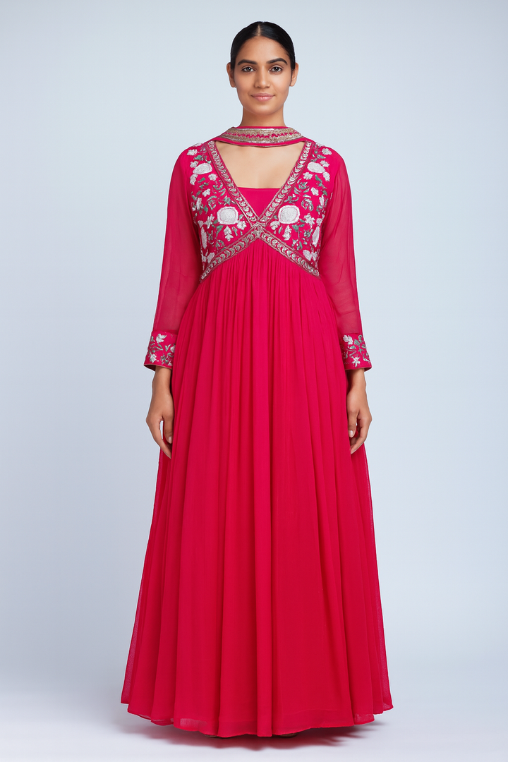 Handwork Choli Anarkali with Dupatta