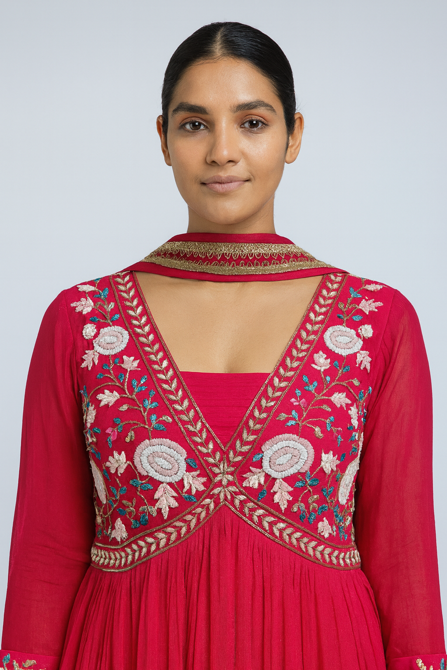Handwork Choli Anarkali with Dupatta close profile