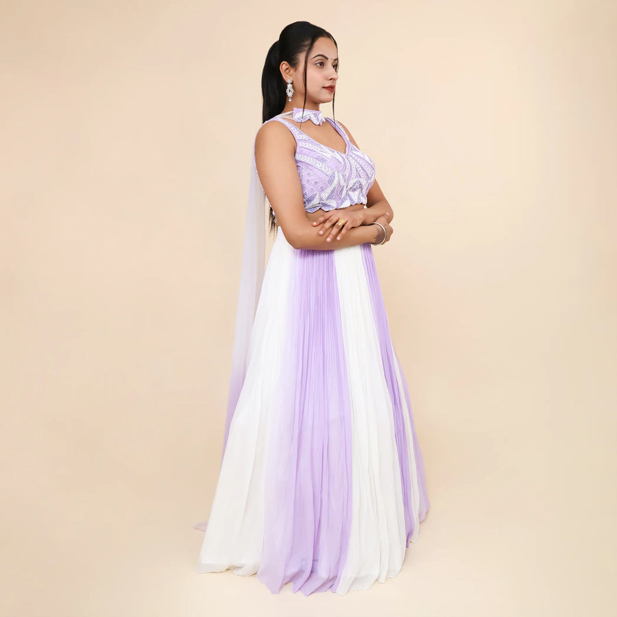 Trendy Crop Top Skirt with Choker & Dupatta