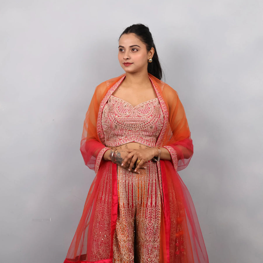 Trendy Crop Top Sharara Set with Dupatta