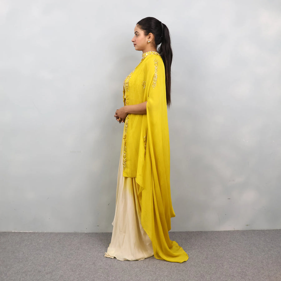 Crop top sharara with cape