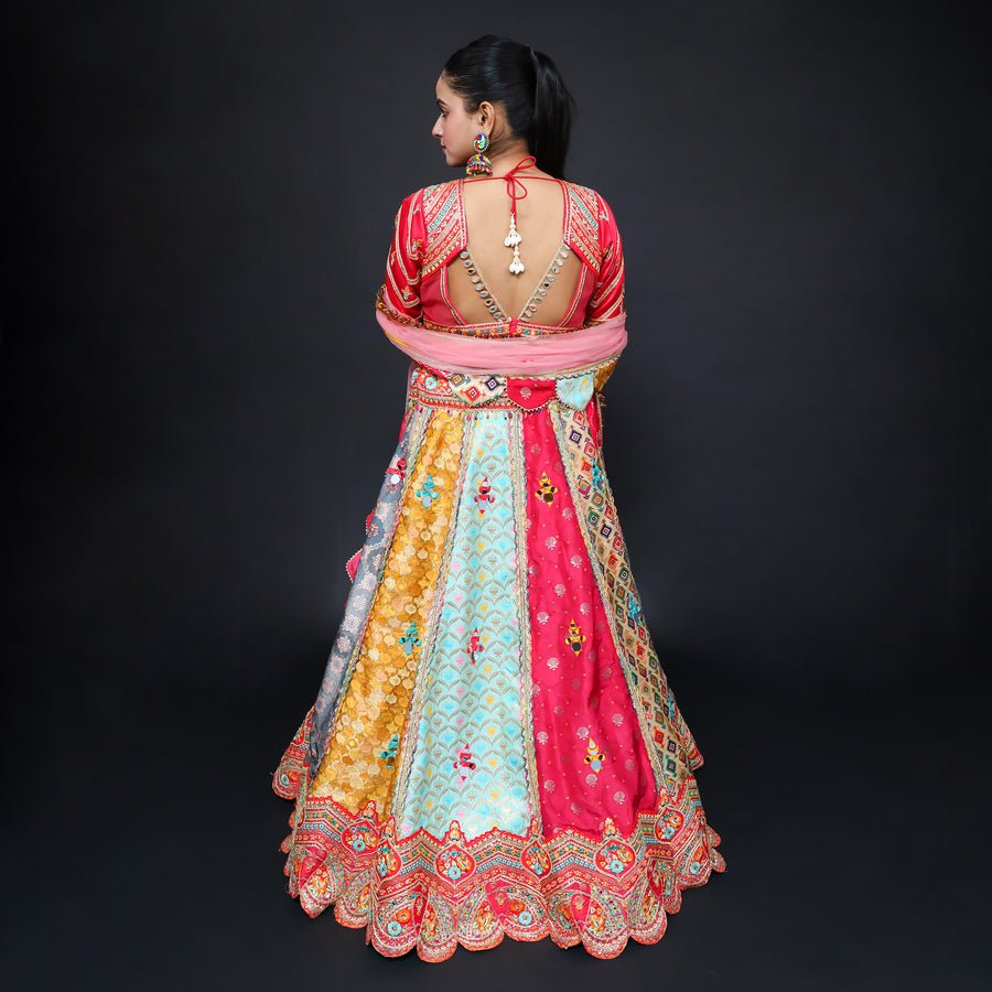 Traditional Multicolor Crop Top Lehenga