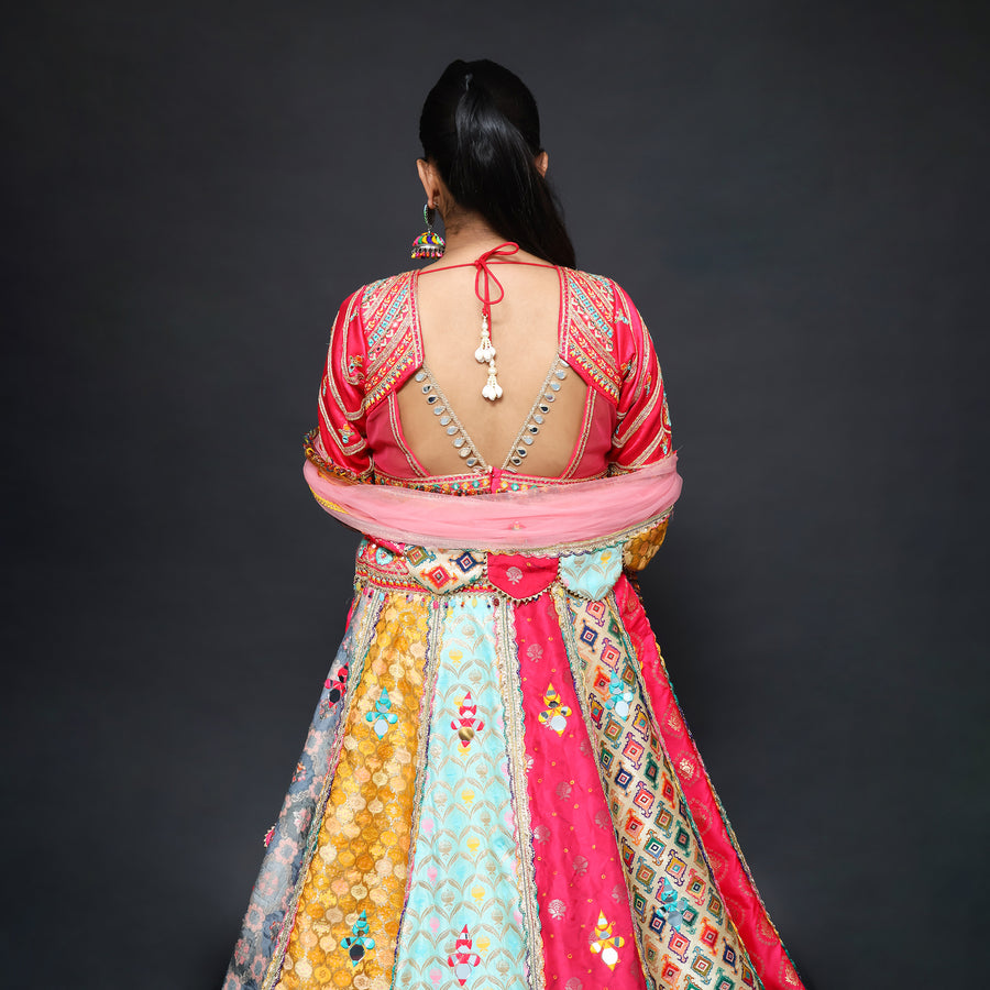Traditional Multicolor Crop Top Lehenga