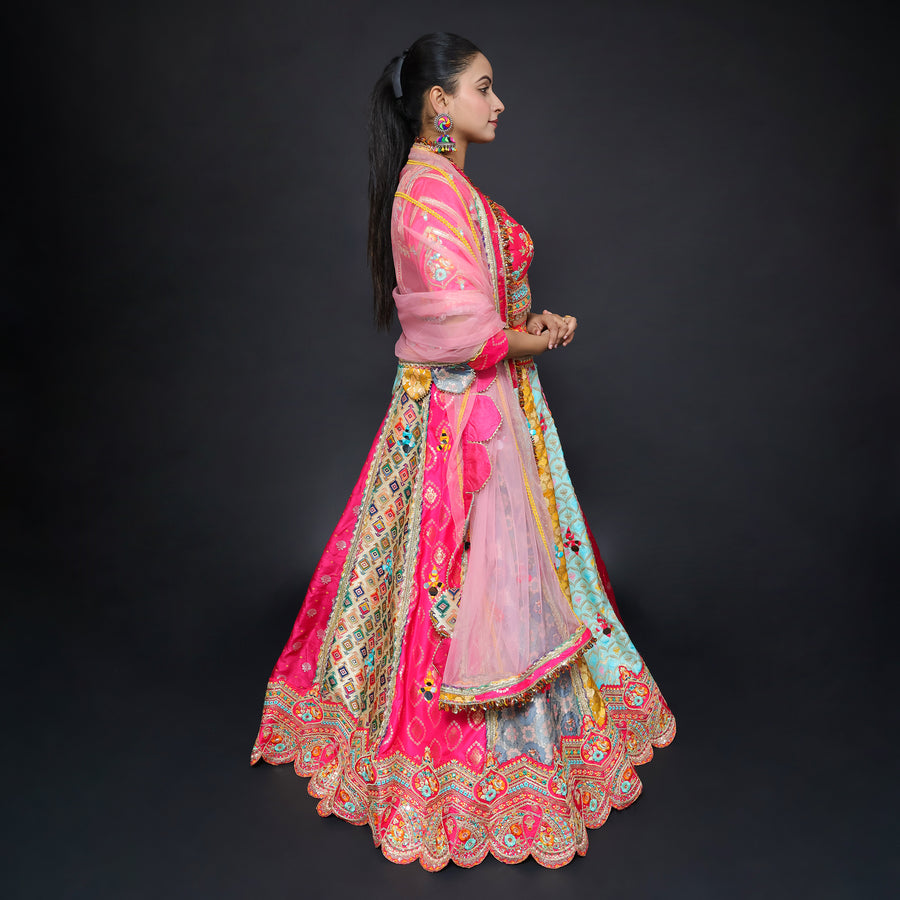 Traditional Multicolor Crop Top Lehenga