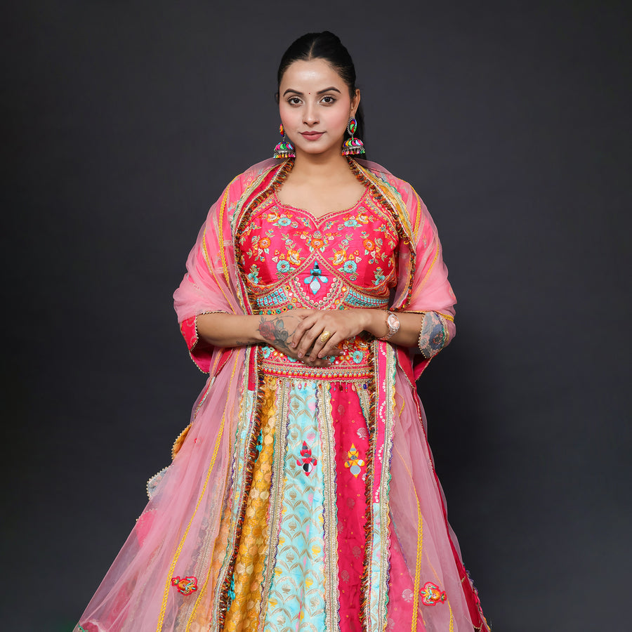 Traditional Multicolor Crop Top Lehenga