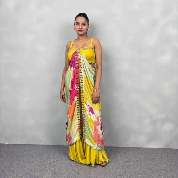Trendy Crop Top Garara with Stylish Cape