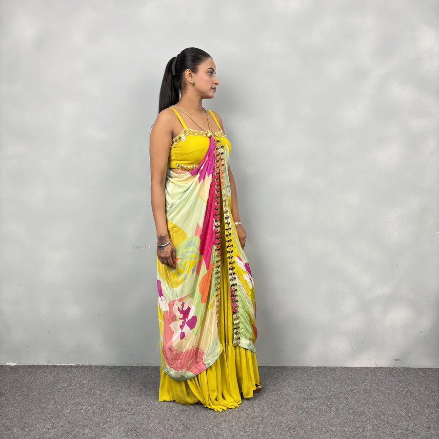 Trendy Crop Top Garara with Stylish Cape