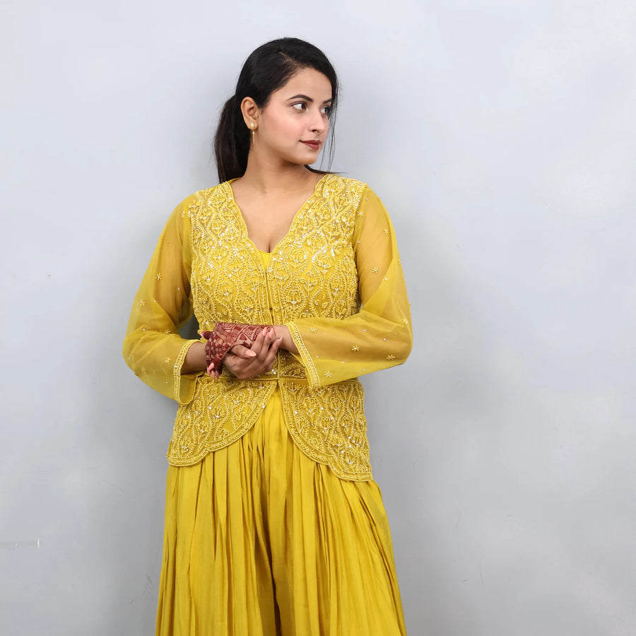 Yellow Peplum Top with Divider