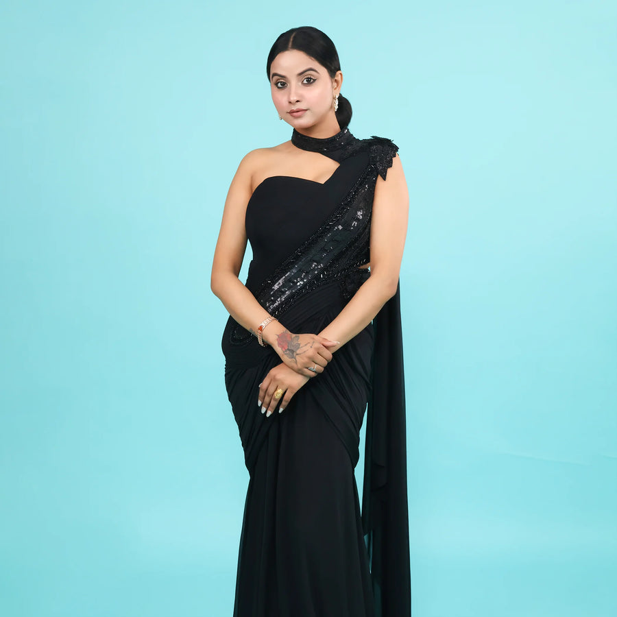 One-shoulder designer Drape Gown