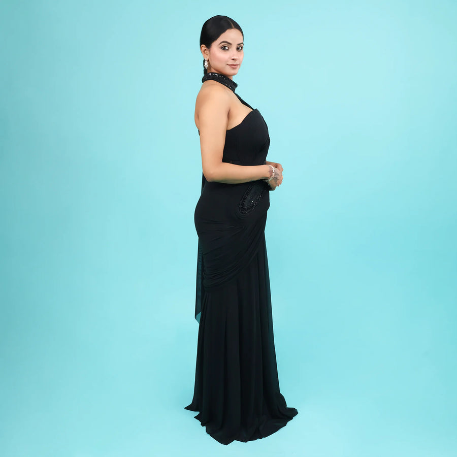 One-shoulder designer Drape Gown