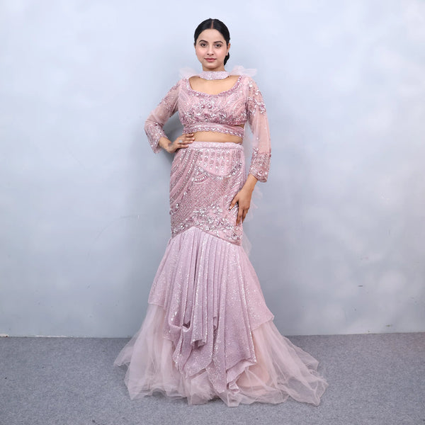 Stylish Fish Cut Lehenga with Ruffle Dupatta