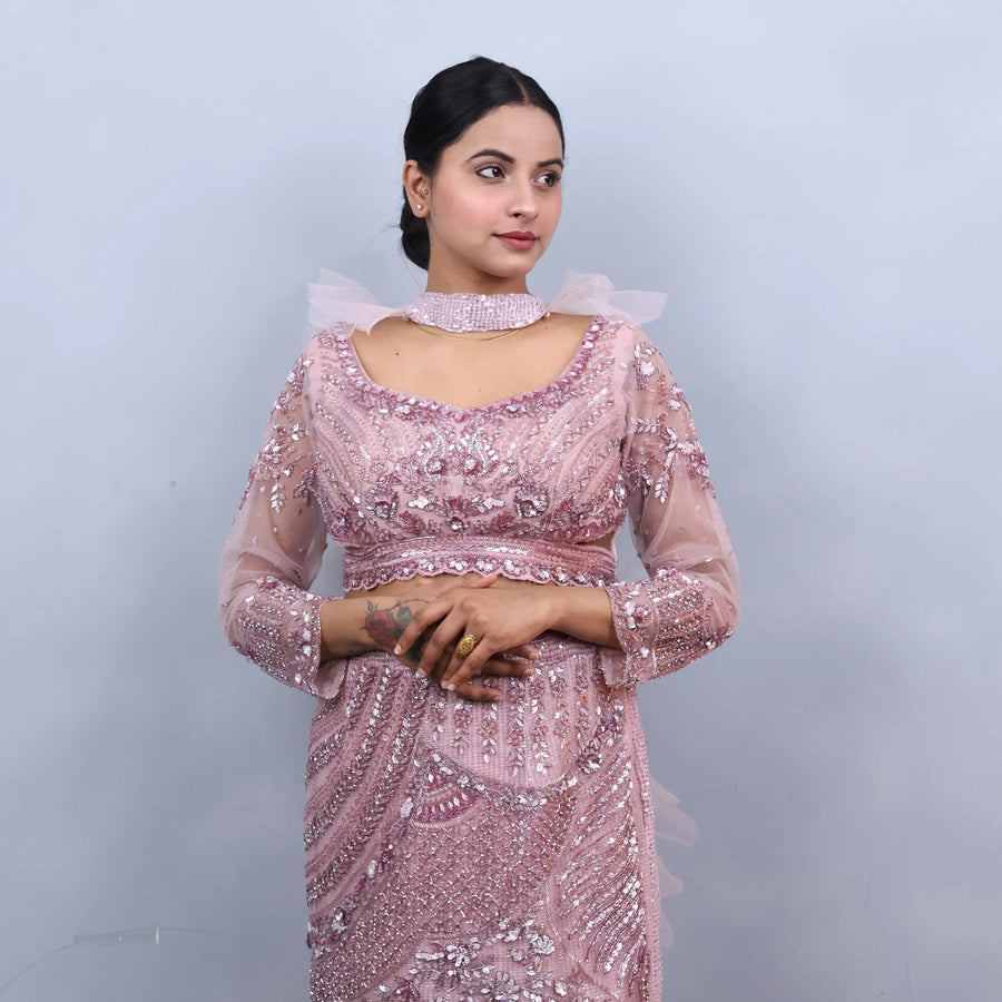 Stylish Fish Cut Lehenga with Ruffle Dupatta
