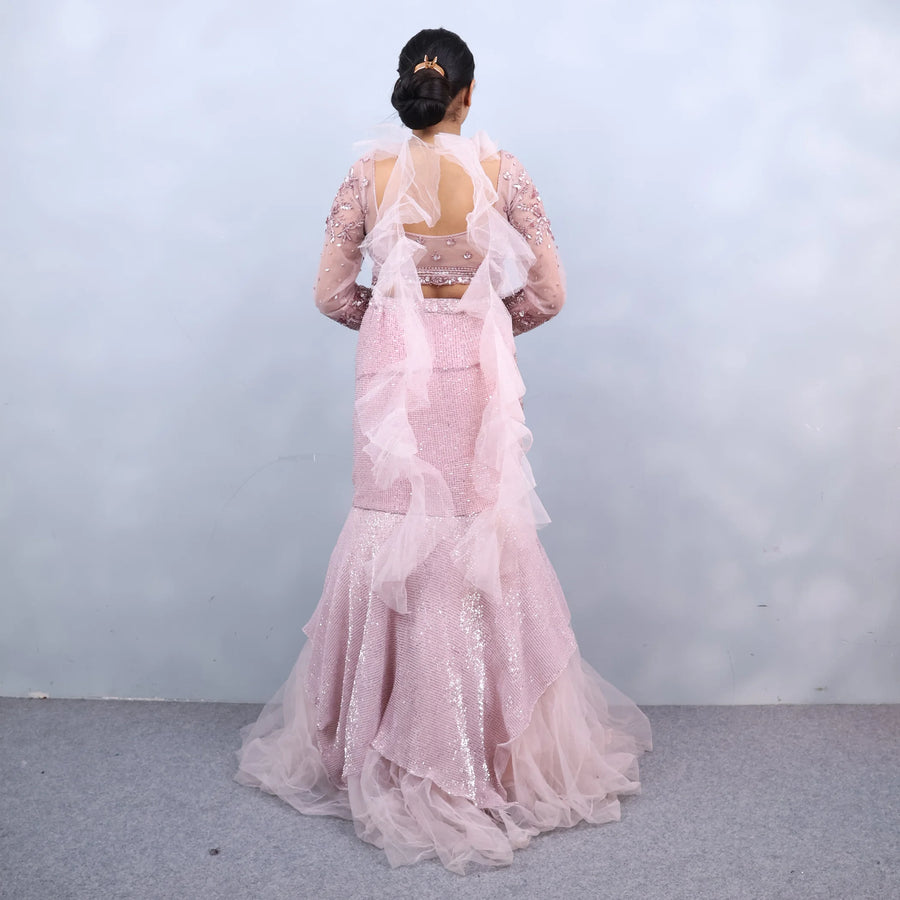 Stylish Fish Cut Lehenga with Ruffle Dupatta