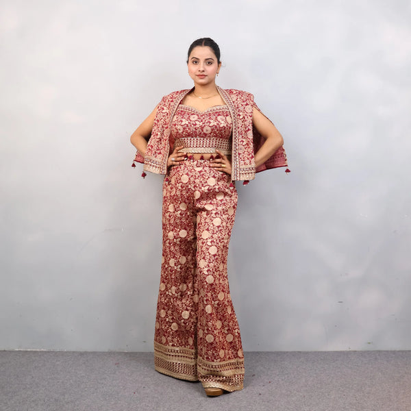 Glam in Layers: Sharara Set with Shoulder Jacket
