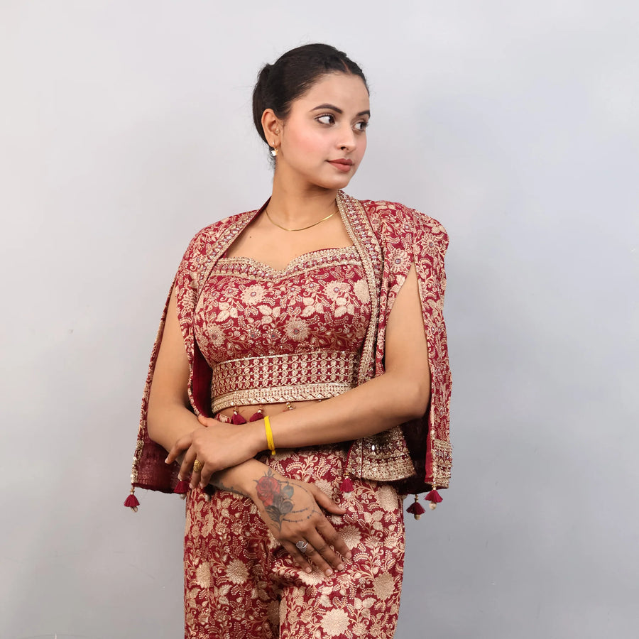 Glam in Layers: Sharara Set with Shoulder Jacket