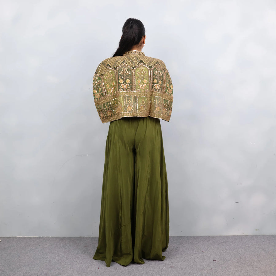 Stylish Sharara Crop Top with Jacket