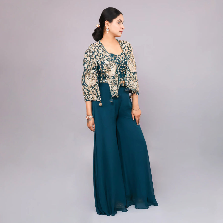 Crop Top Sharara with Jacket
