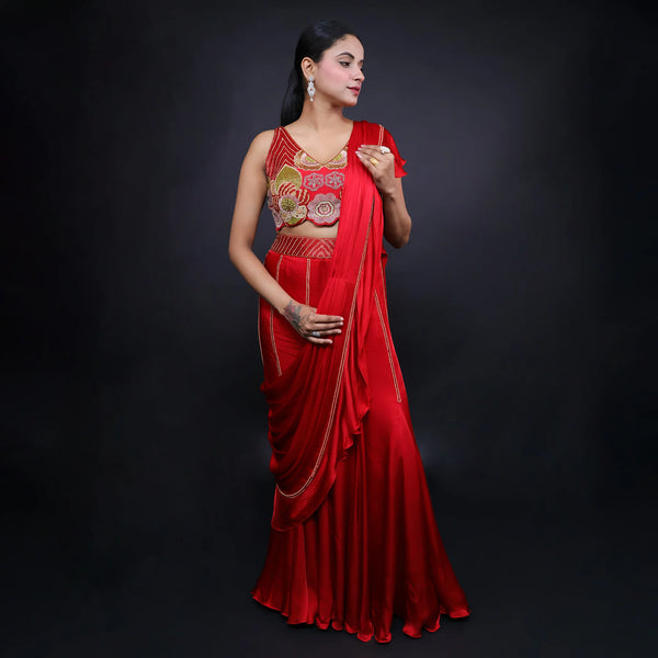 Drape Saree Style Dupatta with skirt