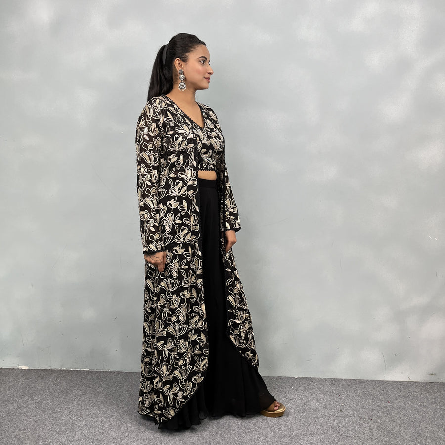 Trendy Crop Top Plazzo with Stylish Shrug