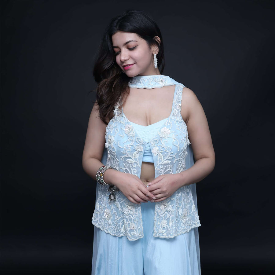 Mermaid Style Crop Top Skirt with Drape