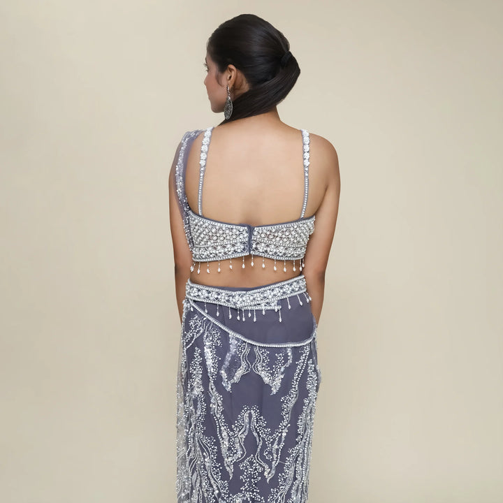 Drape Style Crop Top and Skirt Set