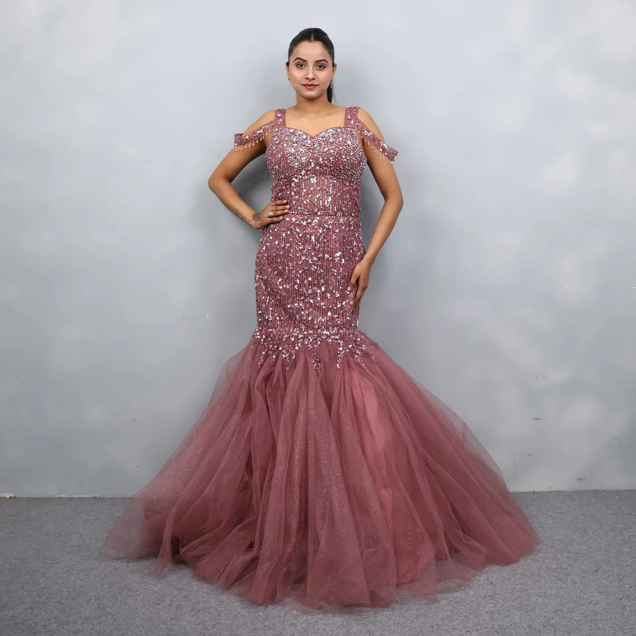 Designer Mauve Gown in Mermaid Style