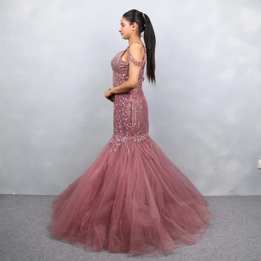 Designer Mauve Gown in Mermaid Style