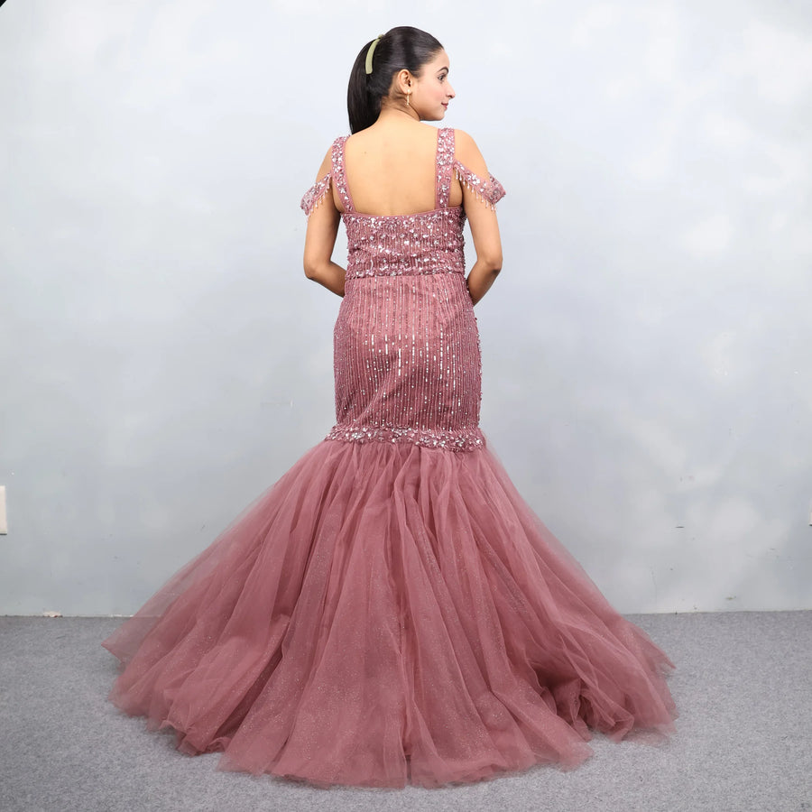 Designer Mauve Gown in Mermaid Style