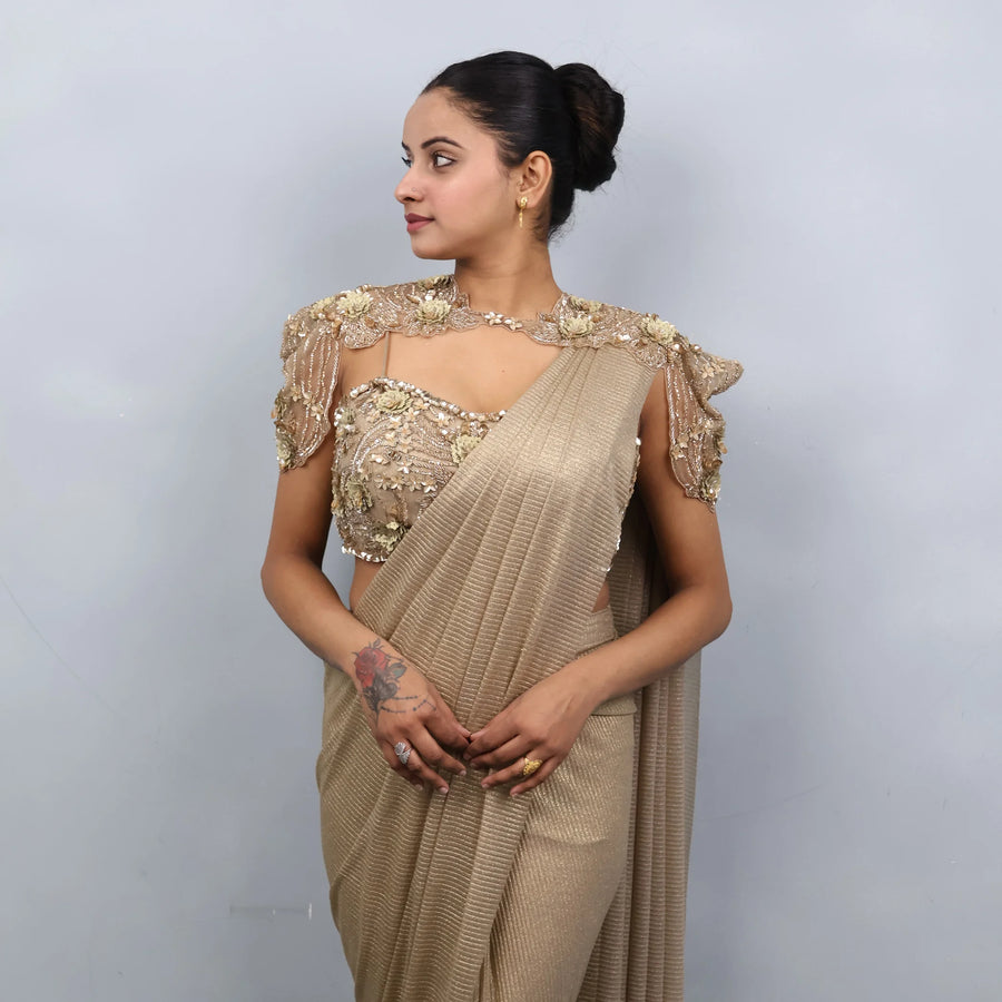 Drape Saree with Shoulder Cape