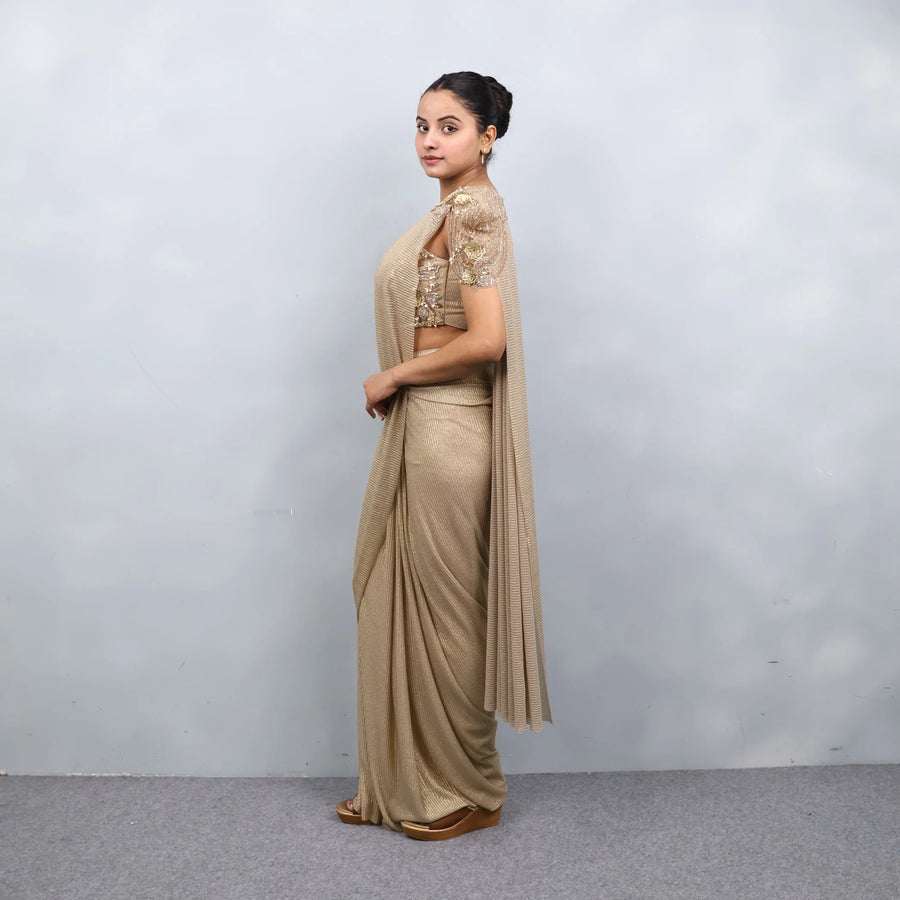 Drape Saree with Shoulder Cape
