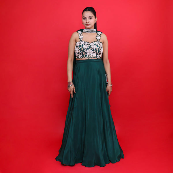 Trendy Western Crop Top Skirt Set