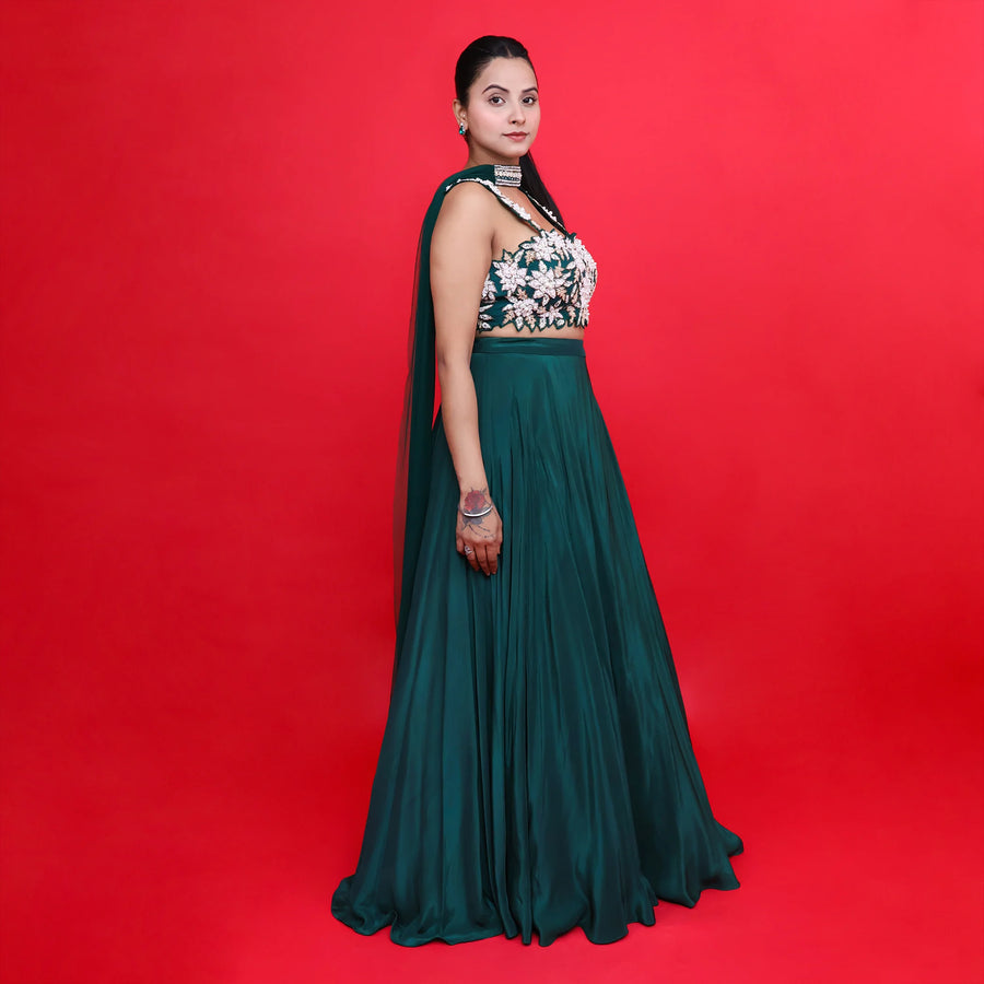 Trendy Western Crop Top Skirt Set