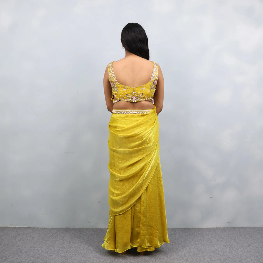 Trendy Yellow Crop Top with Palazzo