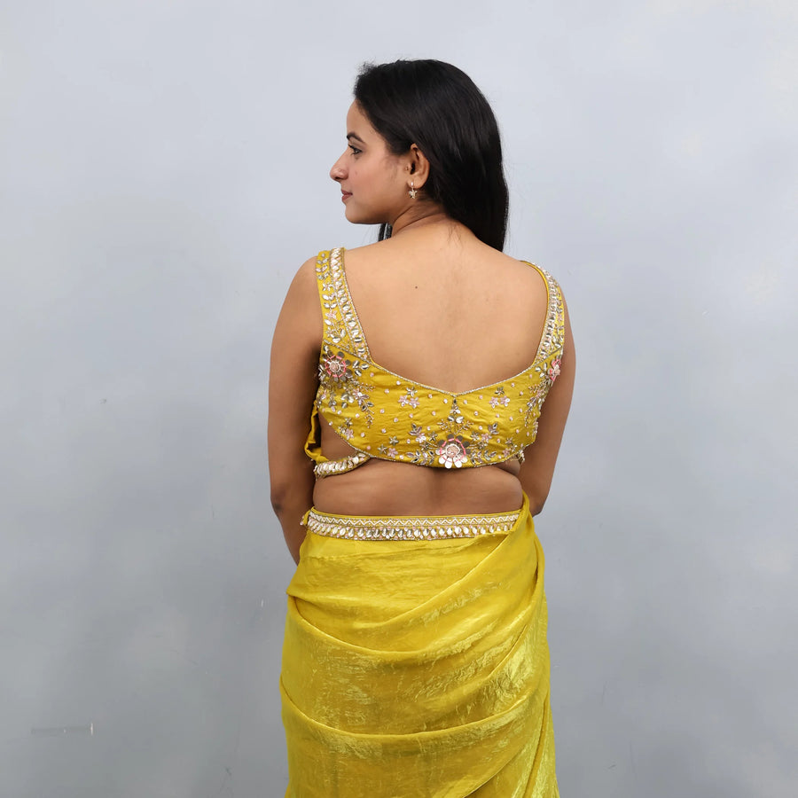 Trendy Yellow Crop Top with Palazzo