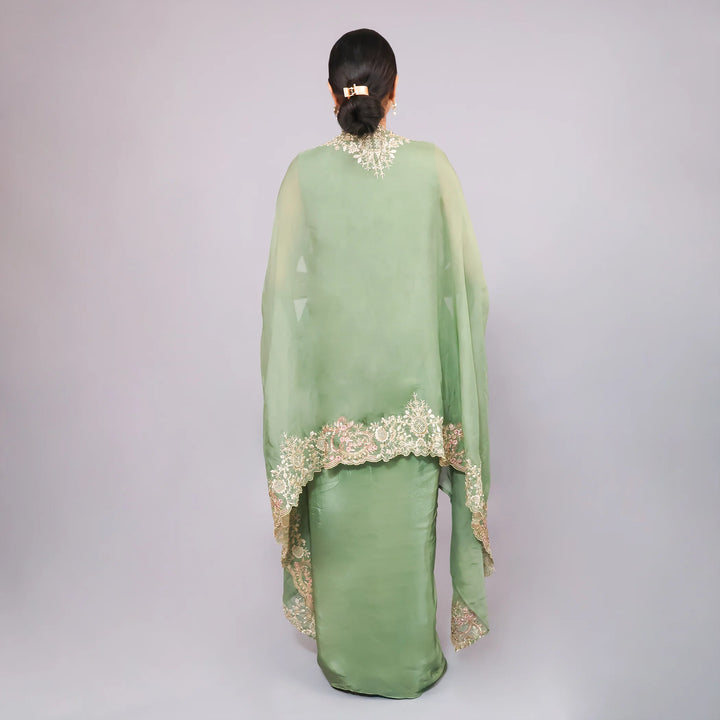 Indo-Western Long Shirt with Dhoti and Cape Vastrachowk